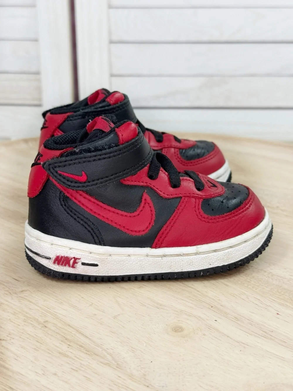 Nike Air Force 1 Mid Toddler Sneakers Red‎ Black Size 5 307192-063